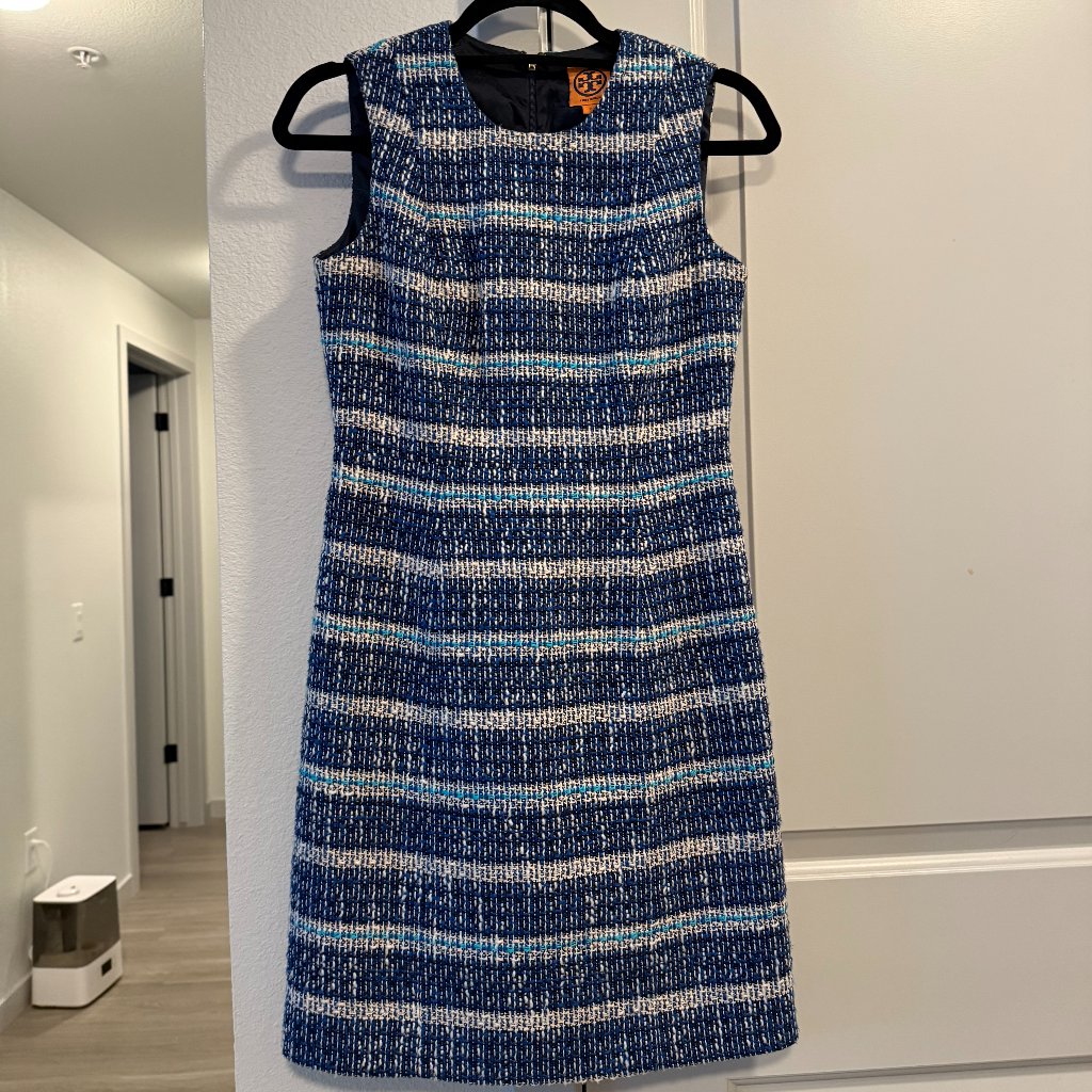 Tory Burch Petra Blue Tweed Dress